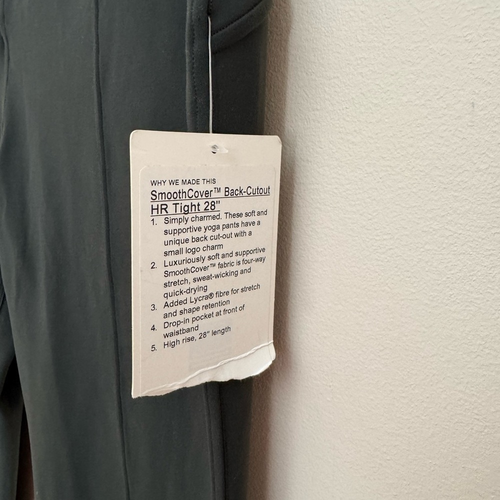 Lululemon SmoothCover Back Cutout HR Tight 28” Womens Size 12 Blackened Pine NWT - Picture 7 of 9